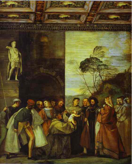 Wikioo.org - The Encyclopedia of Fine Arts - Painting, Artwork by Tiziano Vecellio (Titian) - The Miracle of the Newborn Child