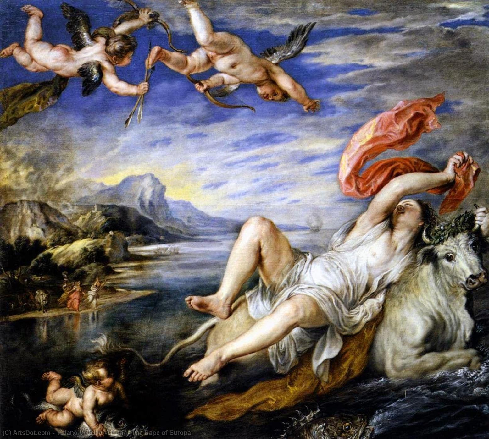 Wikioo.org – L'Encyclopédie des Beaux Arts - Peinture, Oeuvre de Tiziano Vecellio (Titian) - le viol de europa