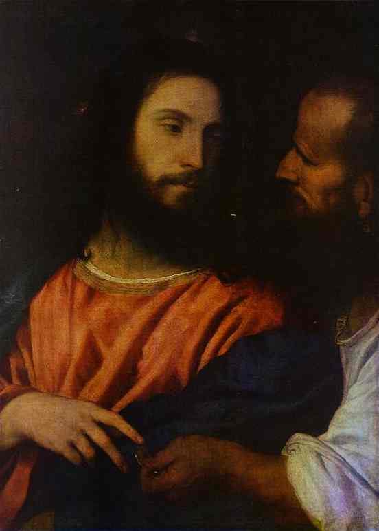 WikiOO.org - Енциклопедия за изящни изкуства - Живопис, Произведения на изкуството Tiziano Vecellio (Titian) - The Tribute Money
