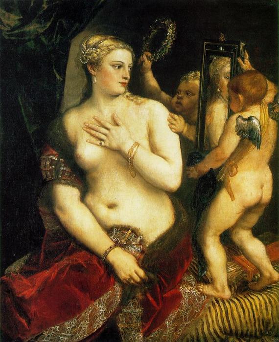 Wikioo.org - The Encyclopedia of Fine Arts - Painting, Artwork by Tiziano Vecellio (Titian) - venus with mirror