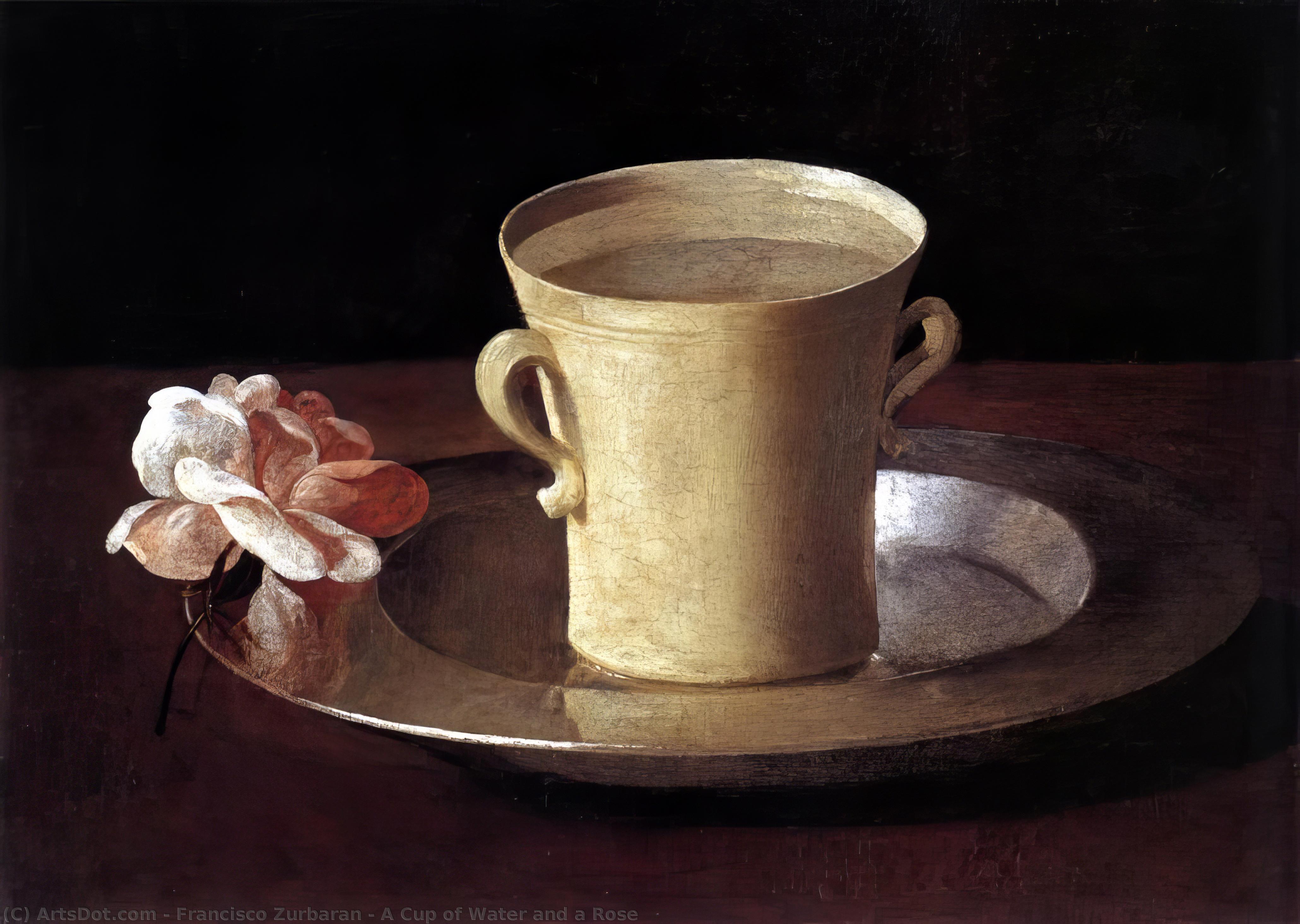 WikiOO.org - Enciclopédia das Belas Artes - Pintura, Arte por Francisco Zurbaran - A Cup of Water and a Rose