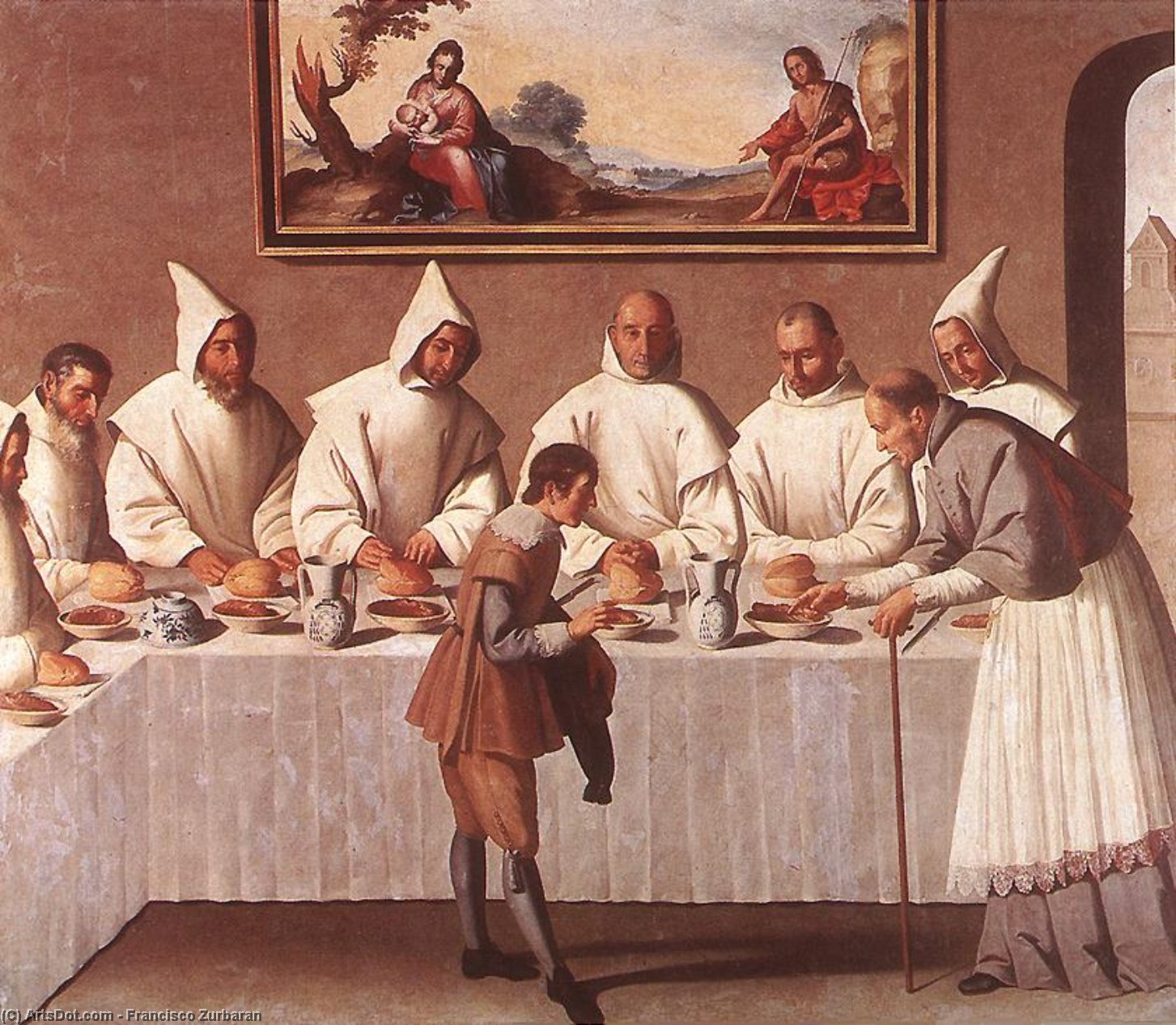 WikiOO.org - Encyclopedia of Fine Arts - Målning, konstverk Francisco Zurbaran - St. Hugo of Grenoble in the Carthusian Refectory