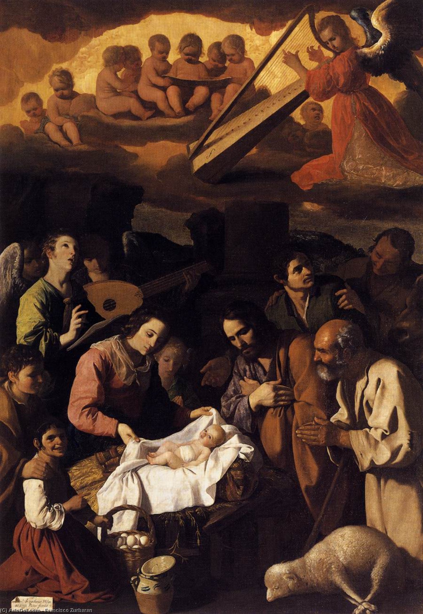 Wikioo.org - The Encyclopedia of Fine Arts - Painting, Artwork by Francisco Zurbaran - The Adoration of the Shepherds