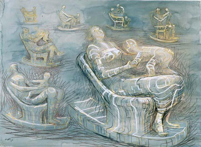 Wikioo.org - The Encyclopedia of Fine Arts - Painting, Artwork by Henry Moore - Rocking Chairs
