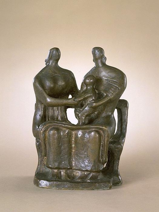 WikiOO.org - Encyclopedia of Fine Arts - Lukisan, Artwork Henry Moore - Two Seated Women and Child