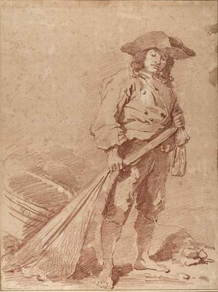 Wikoo.org - موسوعة الفنون الجميلة - اللوحة، العمل الفني Jean-Honoré Fragonard - A Fisherman Leaning on an Oar