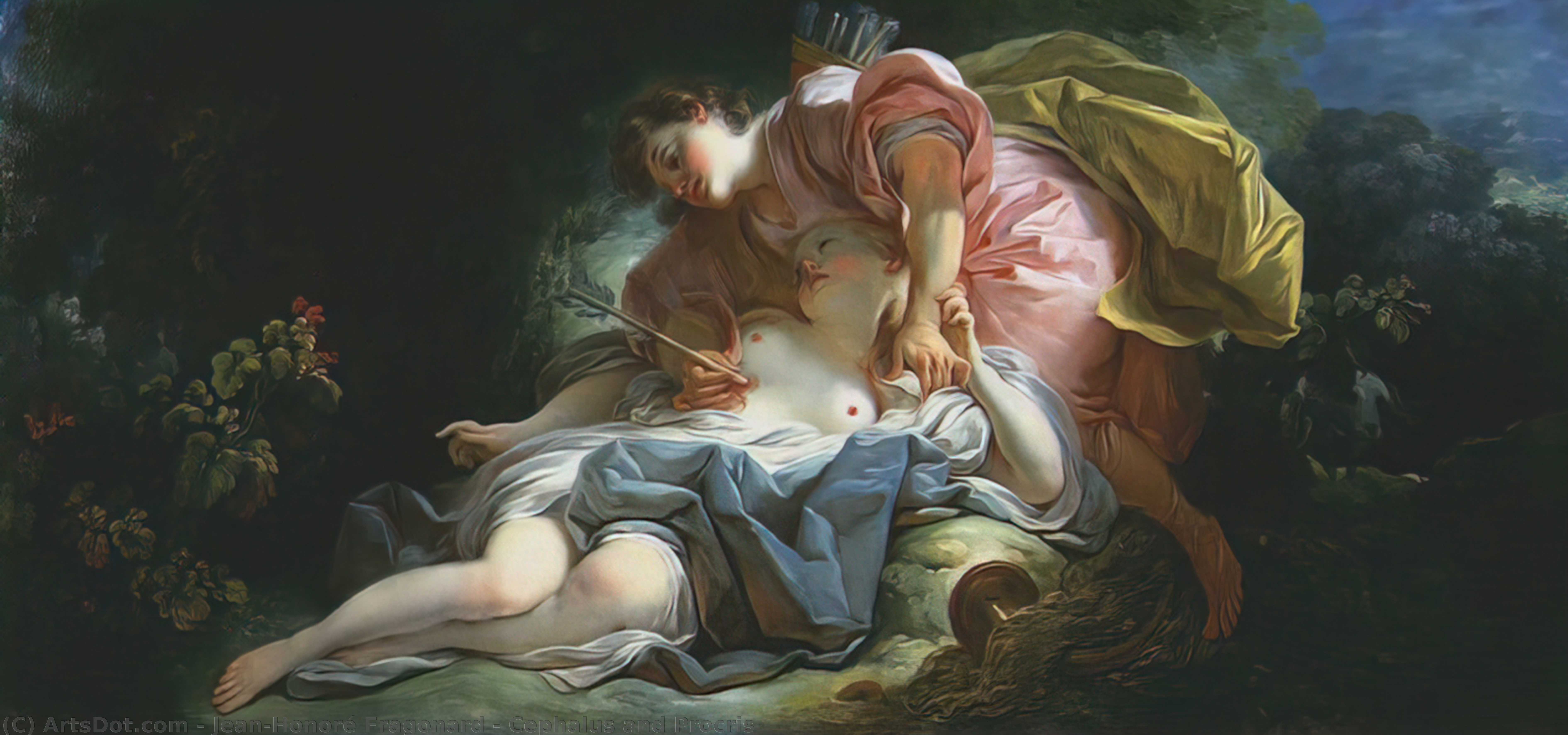 WikiOO.org - Encyclopedia of Fine Arts - Lukisan, Artwork Jean-Honoré Fragonard - Cephalus and Procris