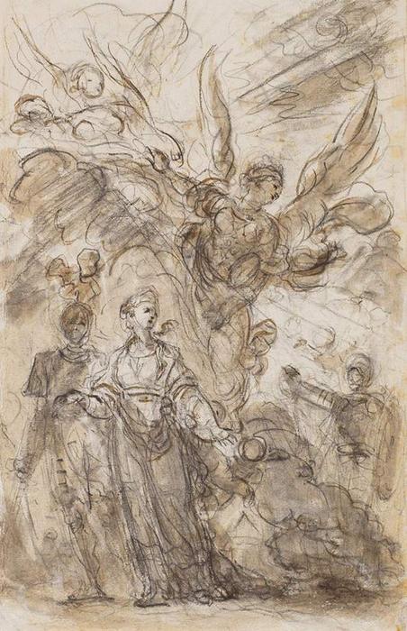 WikiOO.org - دایره المعارف هنرهای زیبا - نقاشی، آثار هنری Jean-Honoré Fragonard - Charlemagne Leads Angelica away from Roland