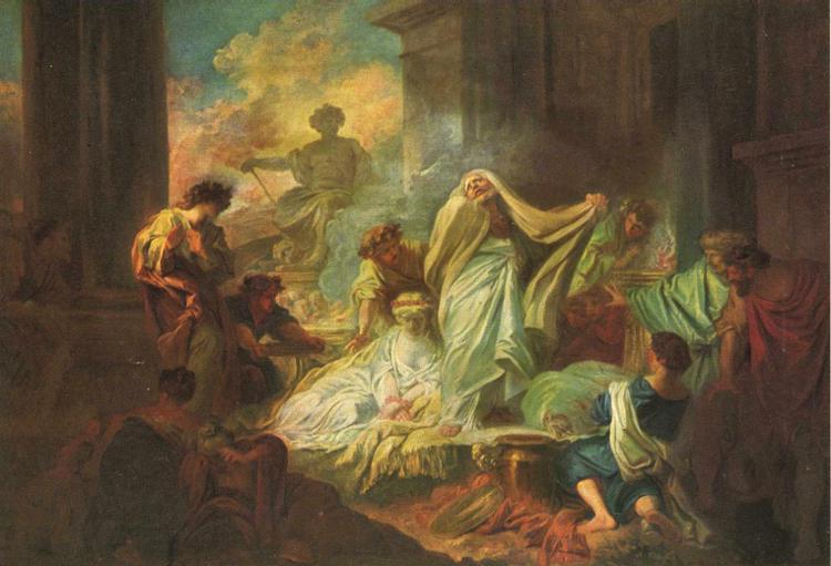 Wikioo.org - The Encyclopedia of Fine Arts - Painting, Artwork by Jean-Honoré Fragonard - Coresus and Callirhoe (First version)
