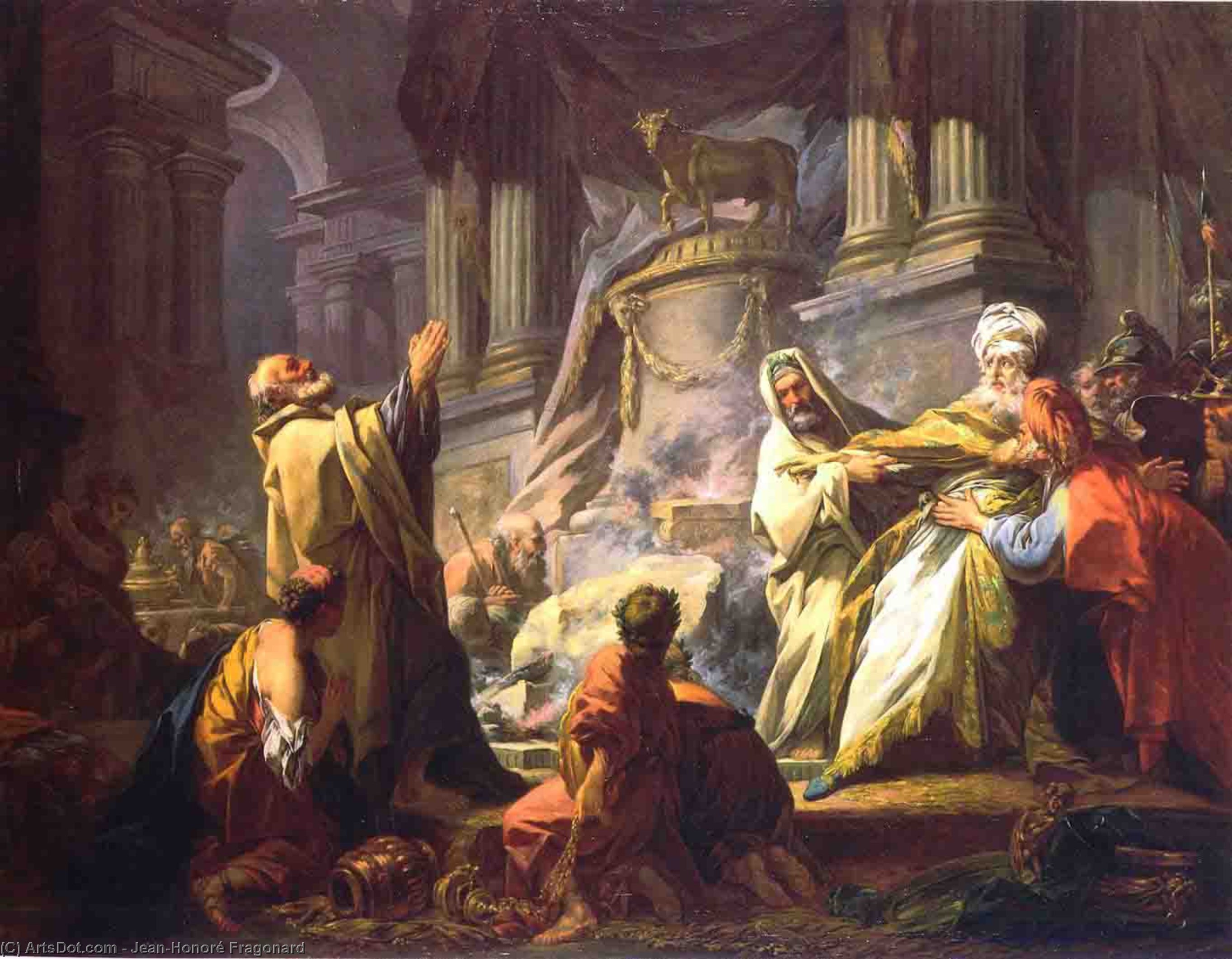 Wikioo.org - The Encyclopedia of Fine Arts - Painting, Artwork by Jean-Honoré Fragonard - Jeroboam Sacrificing to the Idols