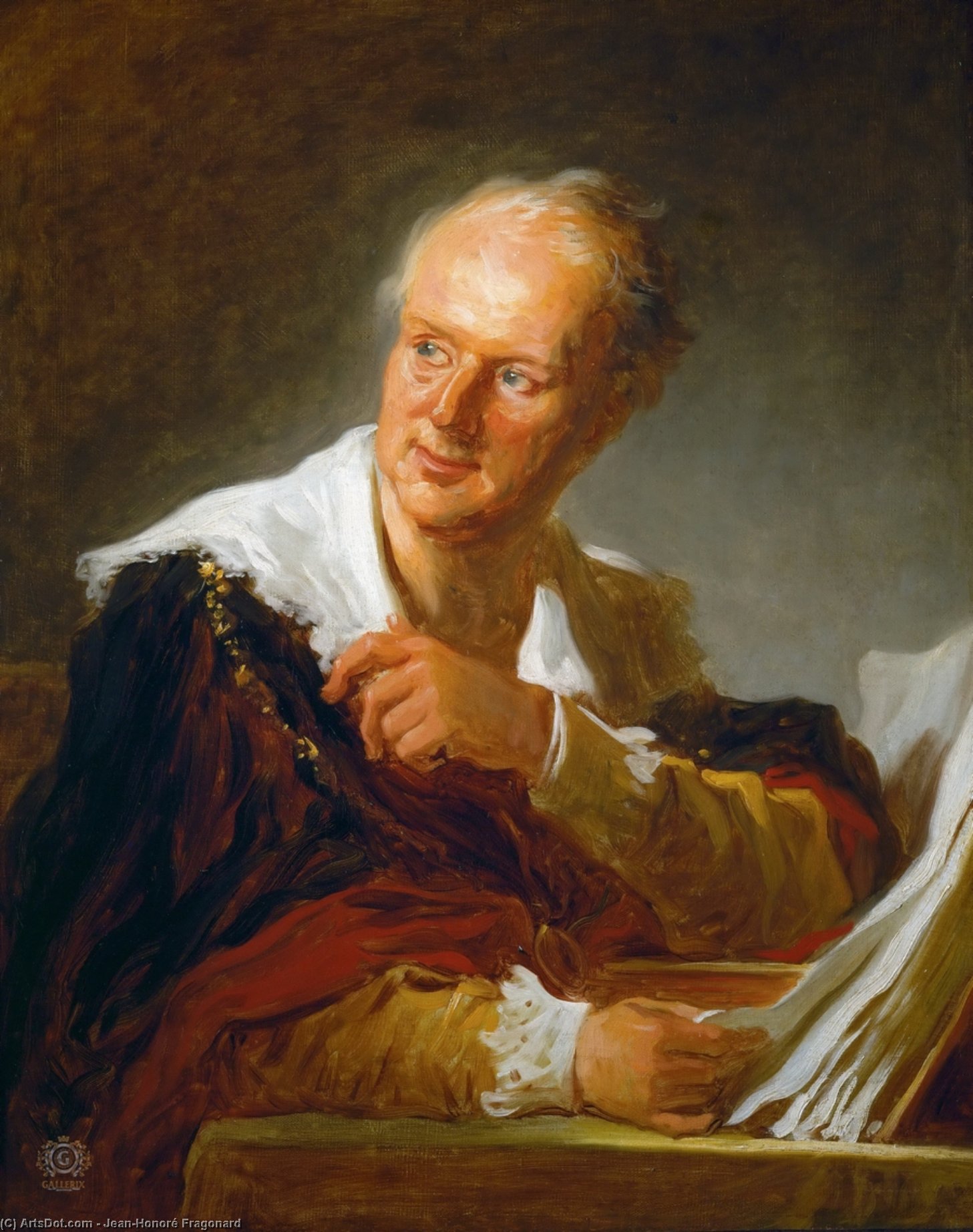 Wikioo.org - The Encyclopedia of Fine Arts - Painting, Artwork by Jean-Honoré Fragonard - Portrait of Diderot