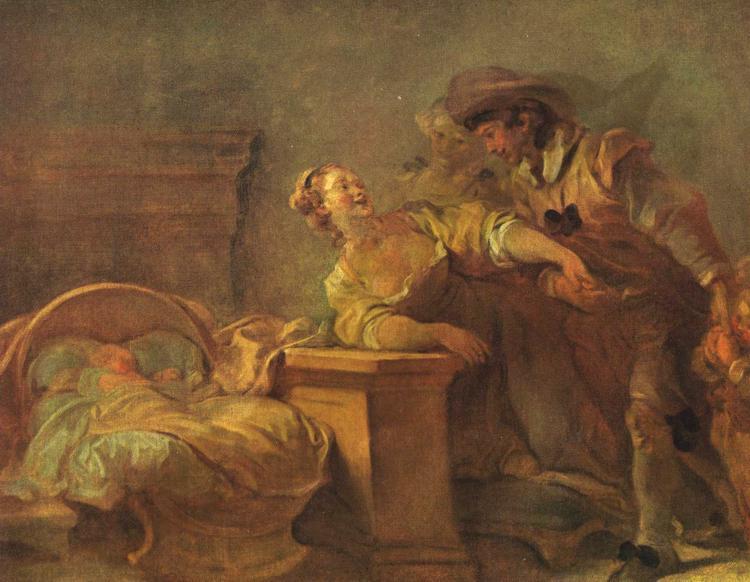 Wikioo.org – L'Enciclopedia delle Belle Arti - Pittura, Opere di Jean-Honoré Fragonard - il `cradle` del felice famiglia