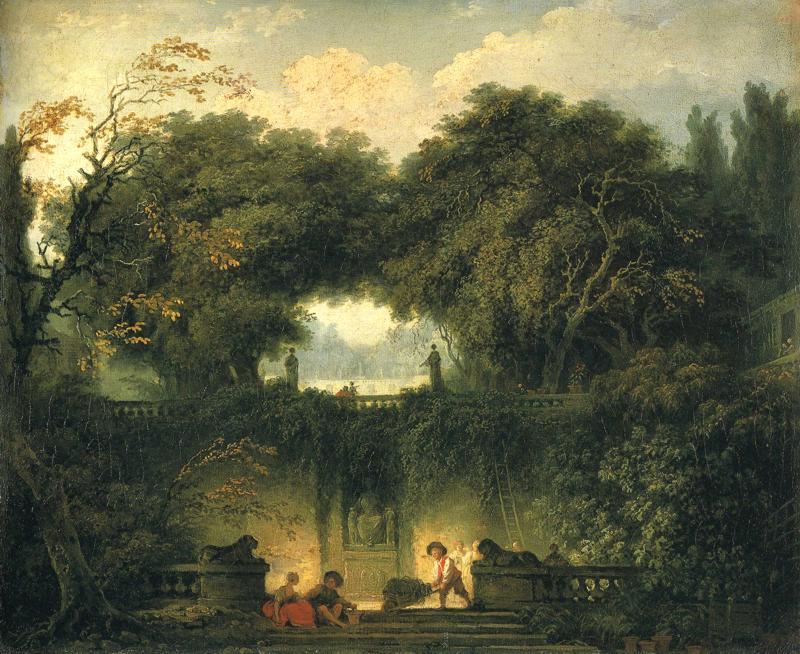 Wikioo.org - The Encyclopedia of Fine Arts - Painting, Artwork by Jean-Honoré Fragonard - The Gardens of the Villa d 'Este at Tivoli