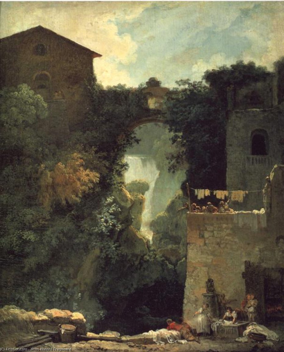 Wikioo.org - The Encyclopedia of Fine Arts - Painting, Artwork by Jean-Honoré Fragonard - The Grand Cascade at Tivoli