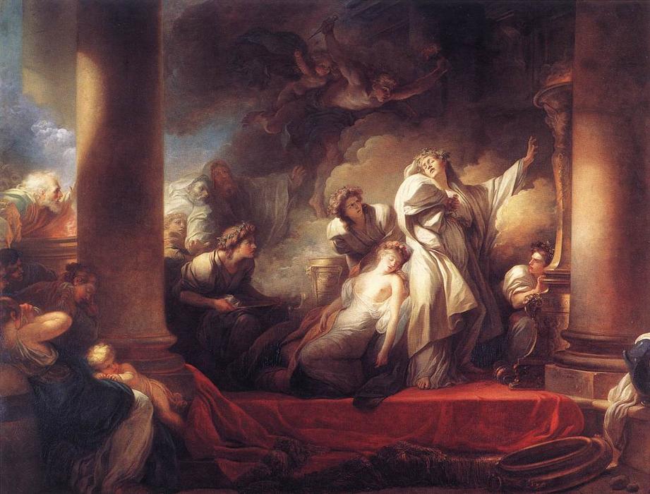 WikiOO.org - Enciclopédia das Belas Artes - Pintura, Arte por Jean-Honoré Fragonard - The High Priest Coresus Sacrifices Himself to Save Callirhoe