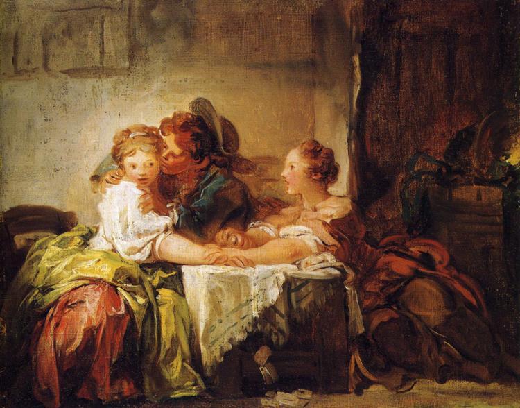 Wikioo.org - The Encyclopedia of Fine Arts - Painting, Artwork by Jean-Honoré Fragonard - The Lost Wager