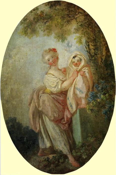 Wikioo.org - The Encyclopedia of Fine Arts - Painting, Artwork by Jean-Honoré Fragonard - Young Woman Holding Up Her Child
