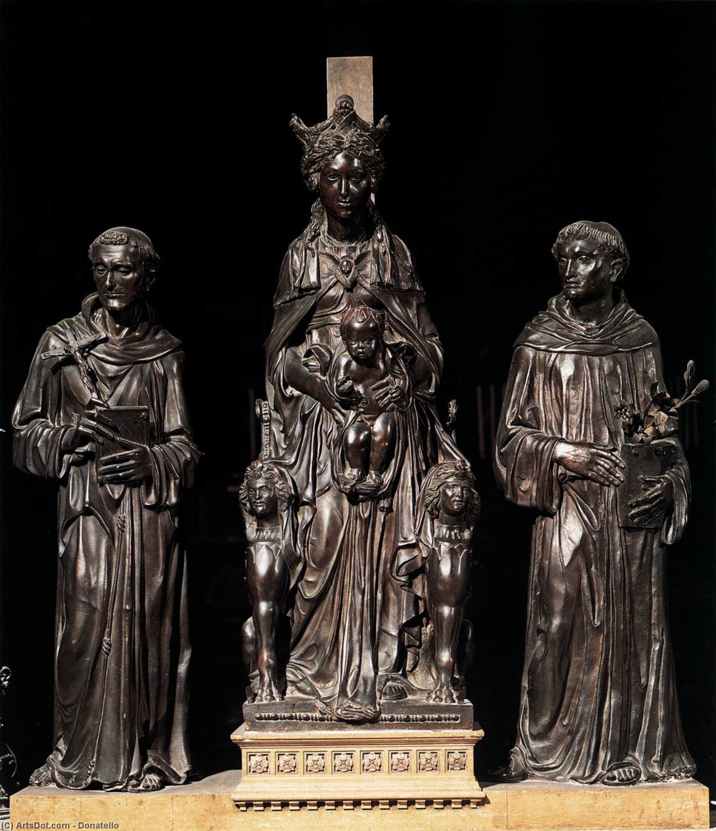 Wikioo.org - The Encyclopedia of Fine Arts - Painting, Artwork by Donatello - Madonna and Child between St Francis and St Anthony