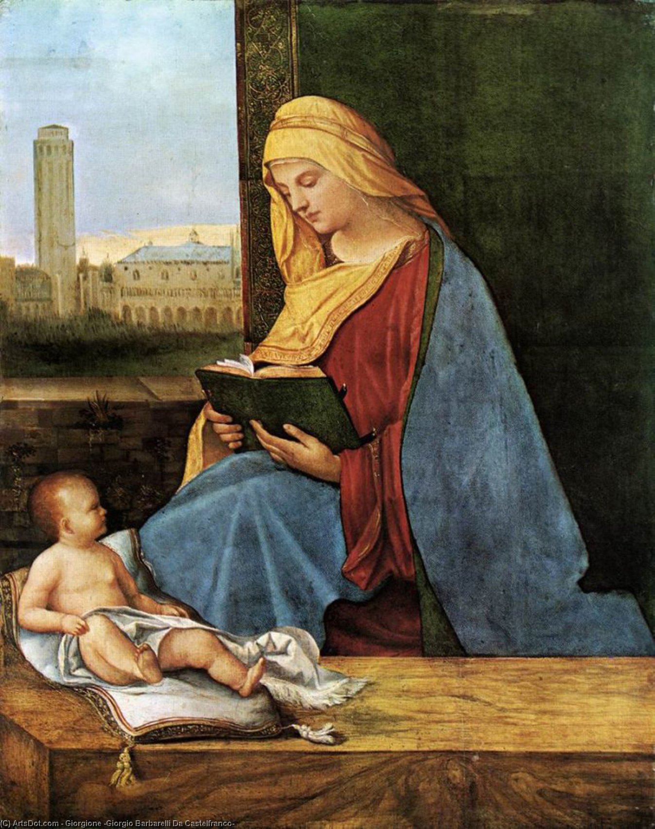 Wikoo.org - موسوعة الفنون الجميلة - اللوحة، العمل الفني Giorgione (Giorgio Barbarelli Da Castelfranco) - The Reading Madonna