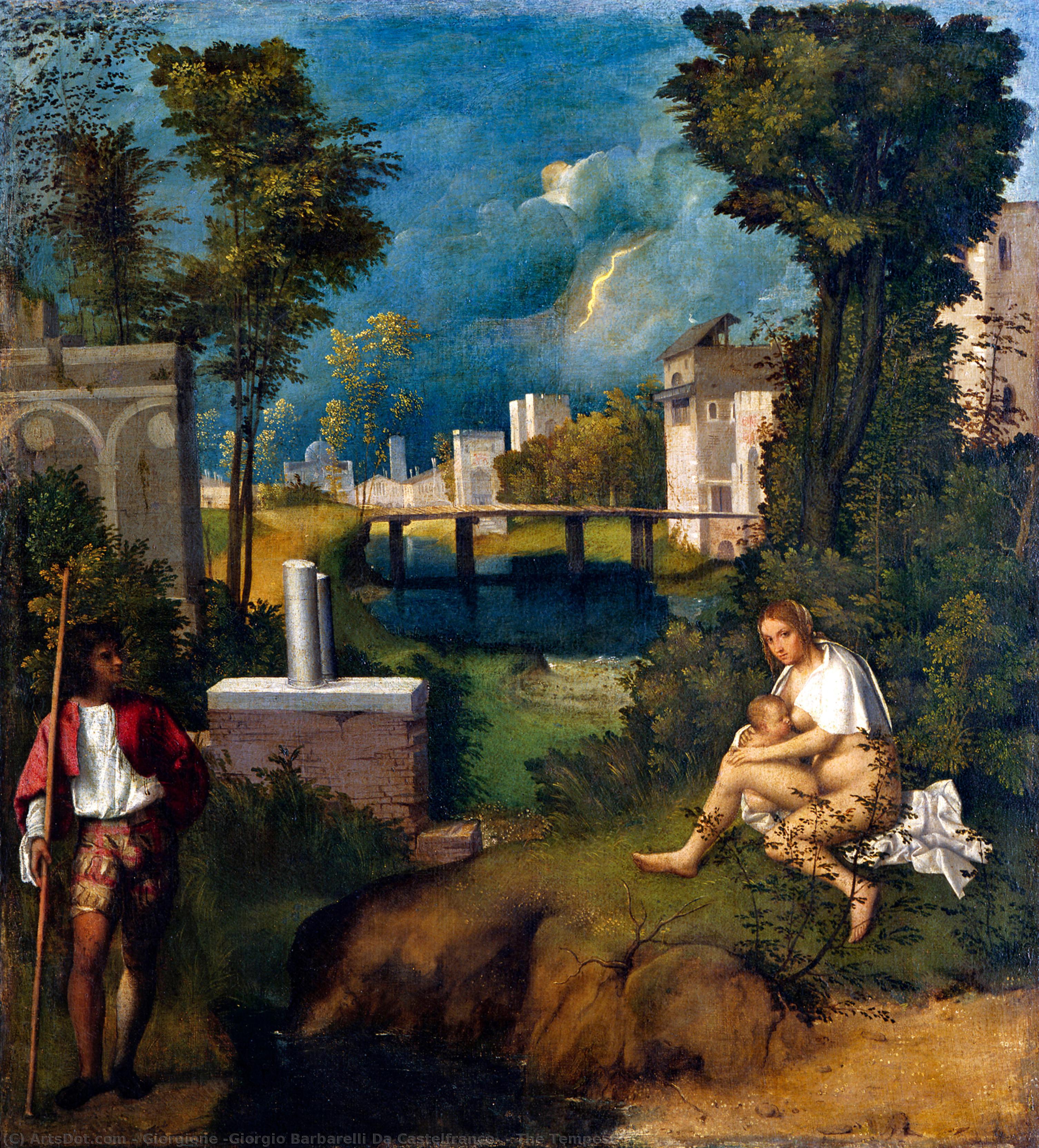 WikiOO.org - Encyclopedia of Fine Arts - Maleri, Artwork Giorgione - The Tempest