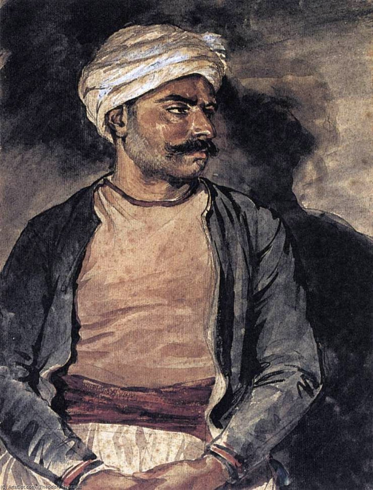 Wikioo.org - The Encyclopedia of Fine Arts - Painting, Artwork by Jean-Louis André Théodore Géricault - A Turk (Mustapha)