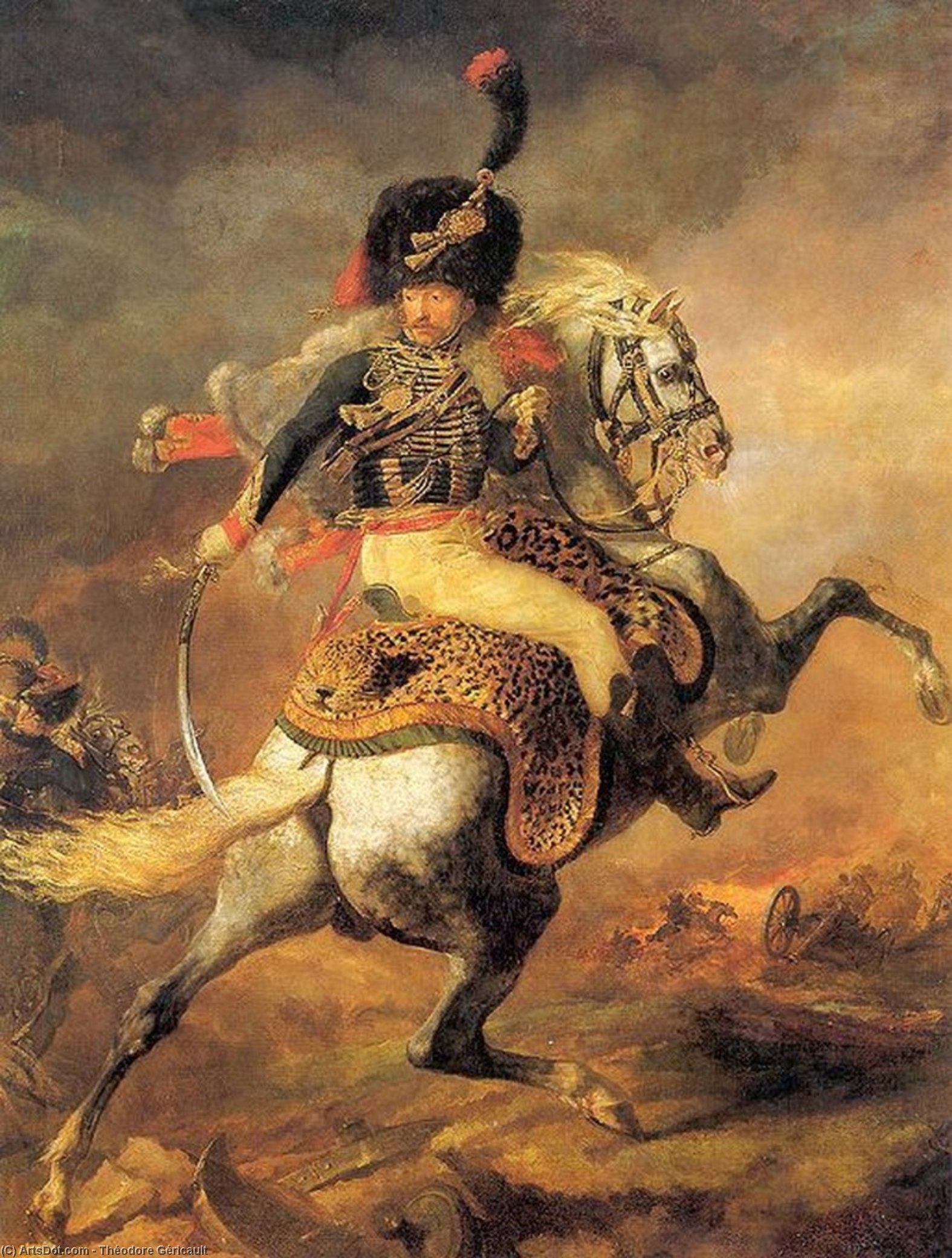 Wikioo.org - The Encyclopedia of Fine Arts - Painting, Artwork by Jean-Louis André Théodore Géricault - An Officer of the Chasseurs Commanding a Charge
