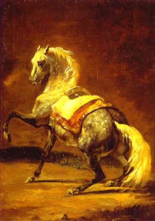 Wikioo.org - The Encyclopedia of Fine Arts - Painting, Artwork by Jean-Louis André Théodore Géricault - Grey Dapple Horse