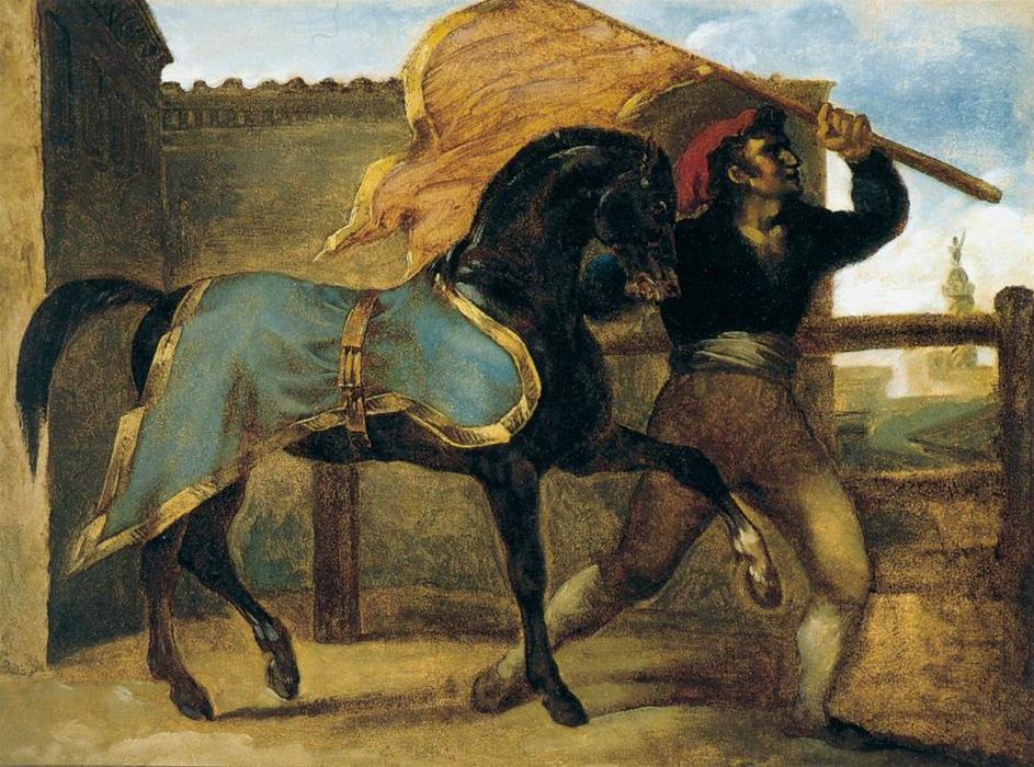Wikioo.org – L'Encyclopédie des Beaux Arts - Peinture, Oeuvre de Jean-Louis André Théodore Géricault - le cheval course
