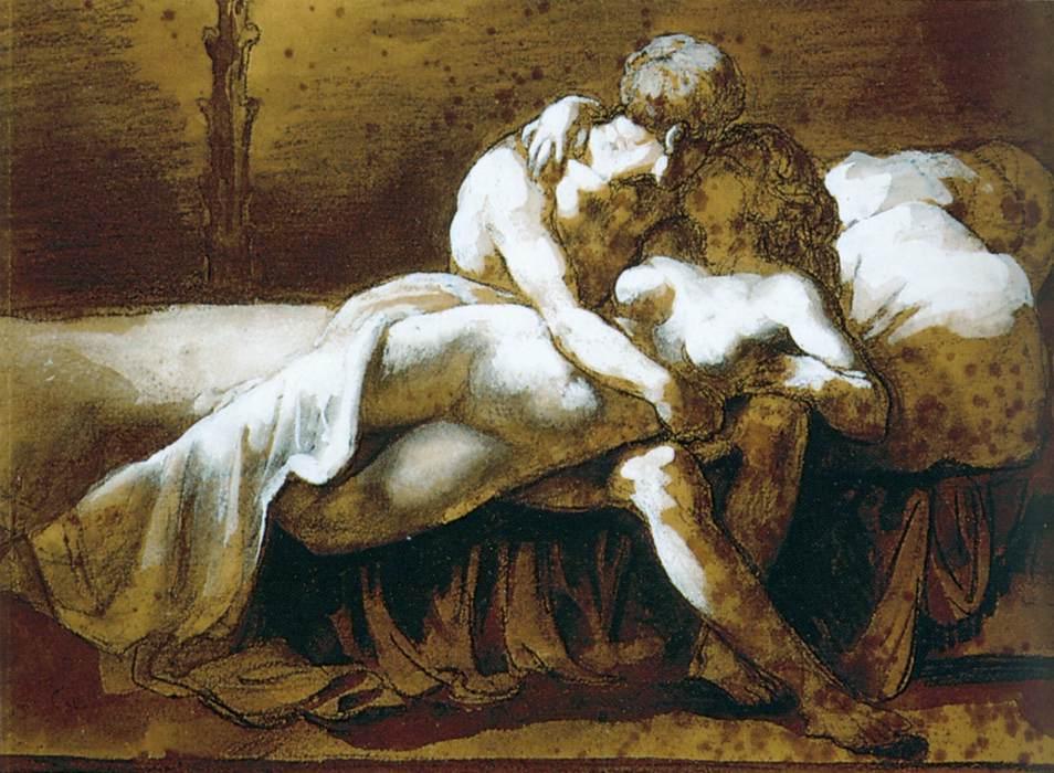 Wikioo.org - The Encyclopedia of Fine Arts - Painting, Artwork by Jean-Louis André Théodore Géricault - The Kiss