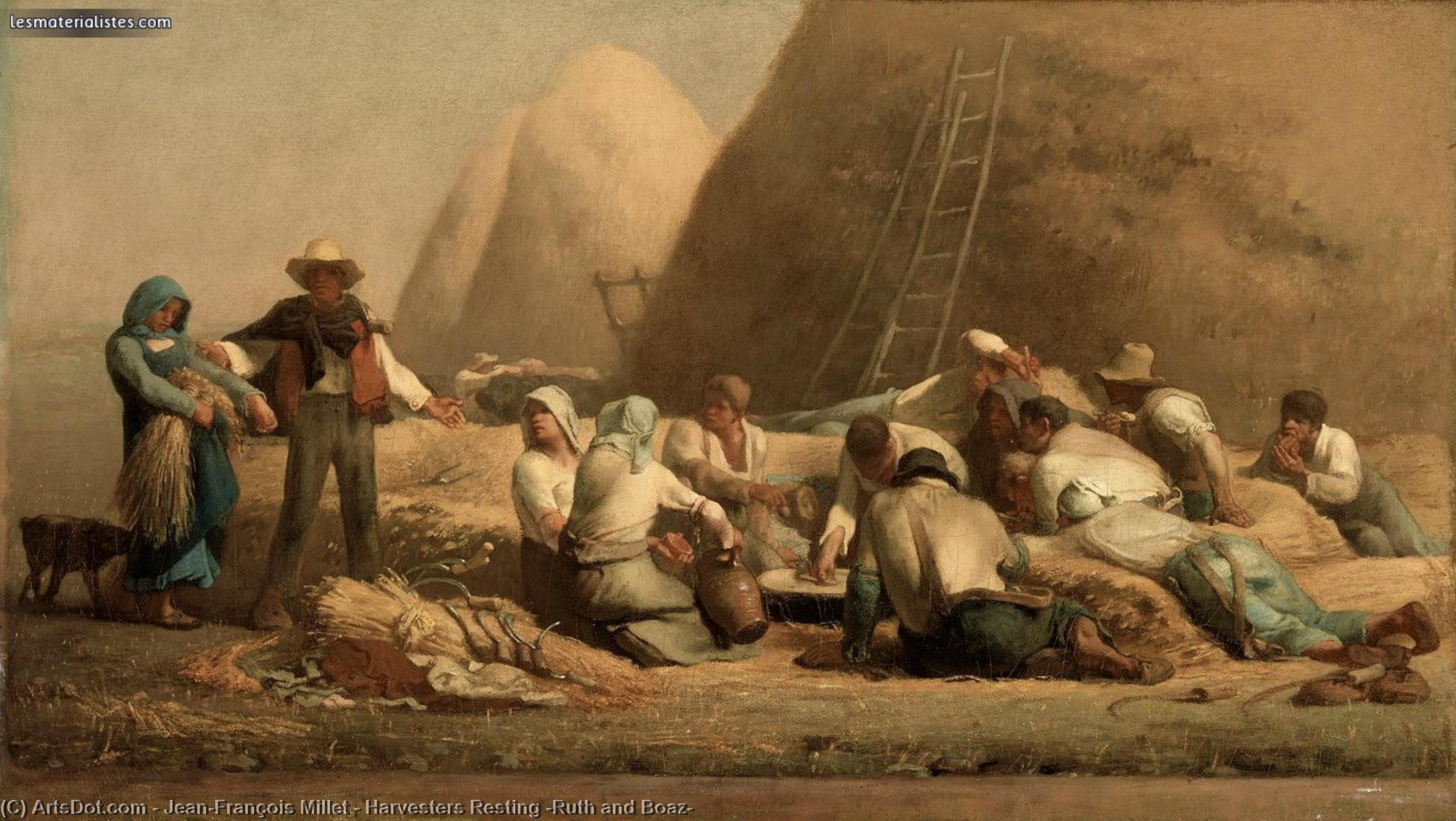Wikioo.org - The Encyclopedia of Fine Arts - Painting, Artwork by Jean-François Millet - Harvesters Resting (Ruth and Boaz)