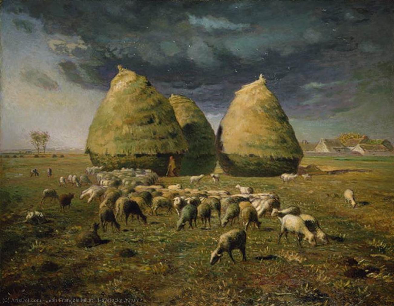 Wikioo.org - The Encyclopedia of Fine Arts - Painting, Artwork by Jean-François Millet - Haystacks Autumn