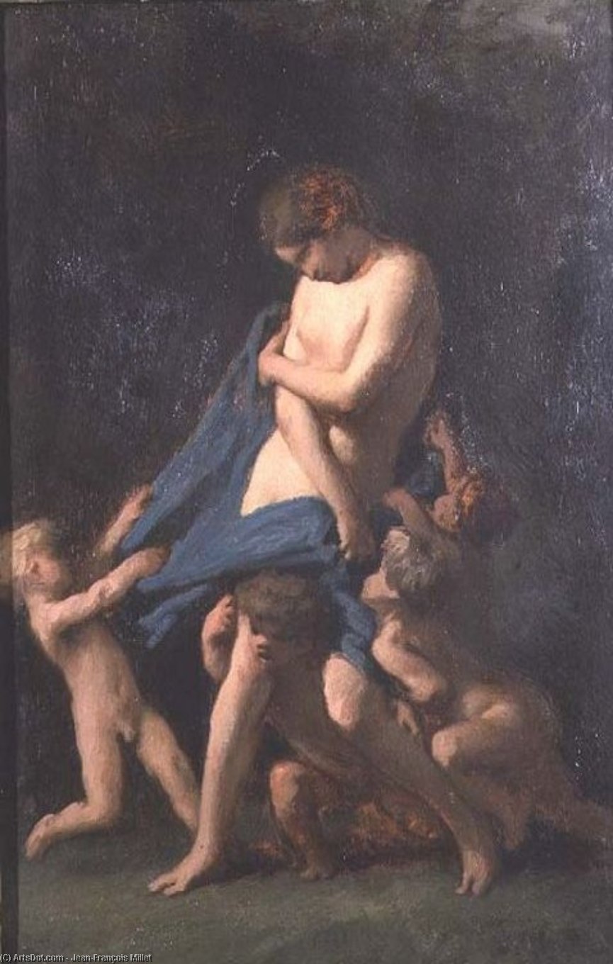 Wikioo.org – L'Enciclopedia delle Belle Arti - Pittura, Opere di Jean-François Millet - Amore Conquers