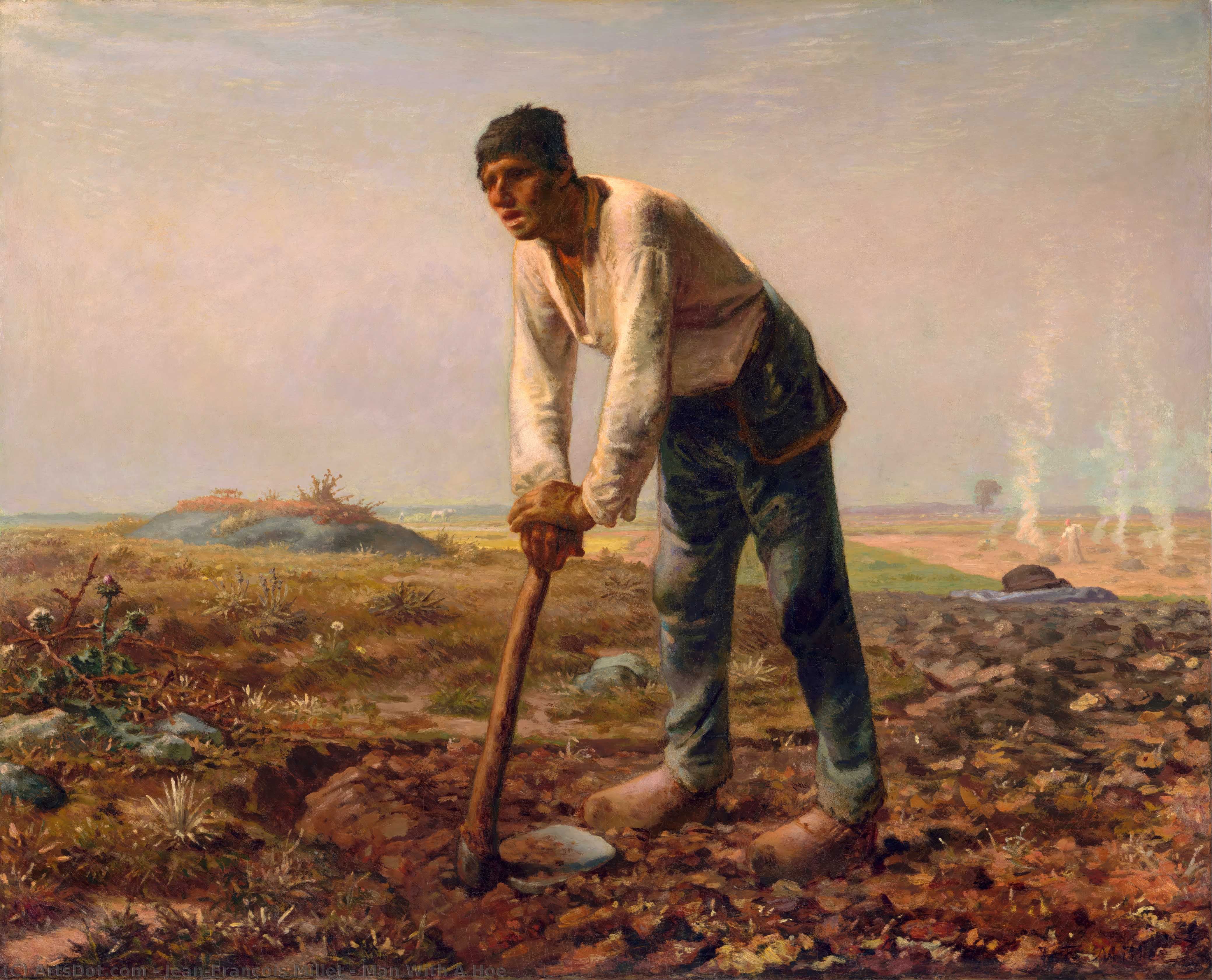 WikiOO.org - Encyclopedia of Fine Arts - Maleri, Artwork Jean-François Millet - Man With A Hoe