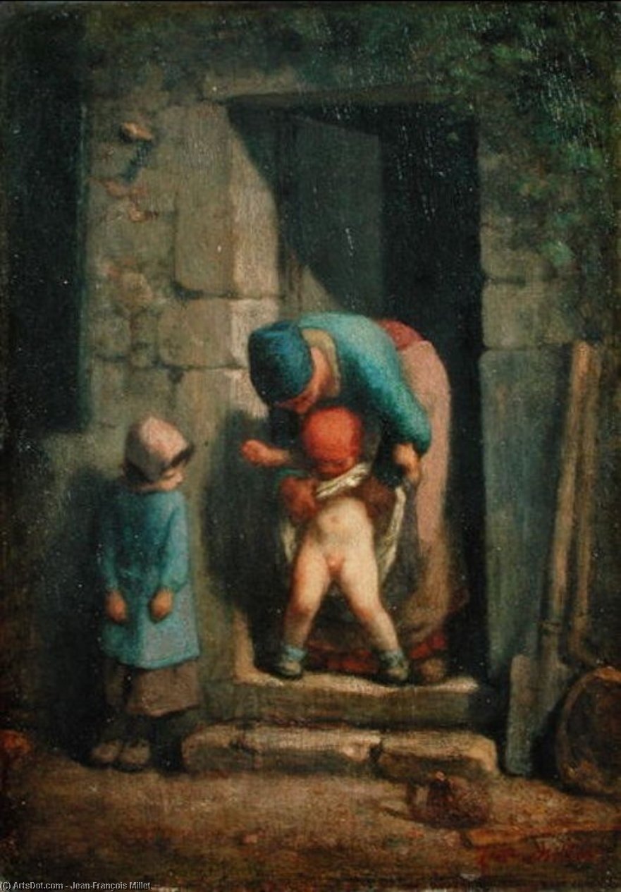 WikiOO.org - Encyclopedia of Fine Arts - Maleri, Artwork Jean-François Millet - Maternal Care