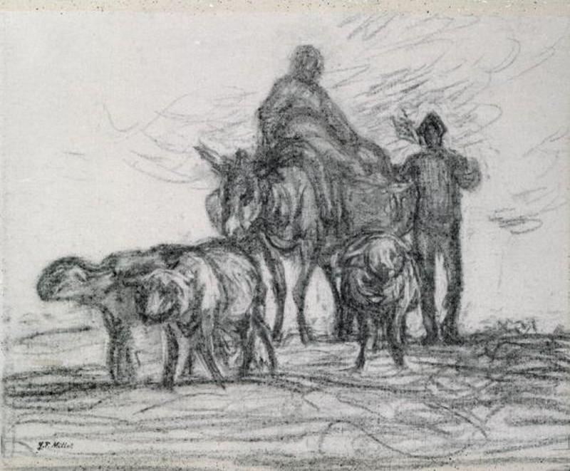 WikiOO.org - Encyclopedia of Fine Arts - Maleri, Artwork Jean-François Millet - Return from the Fields