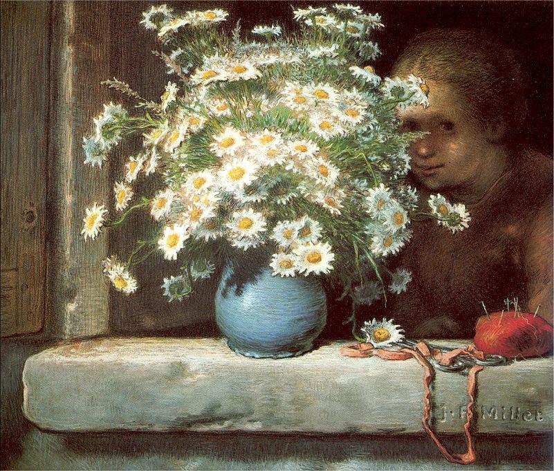 WikiOO.org - Encyclopedia of Fine Arts - Lukisan, Artwork Jean-François Millet - The Bouquet of Margueritas