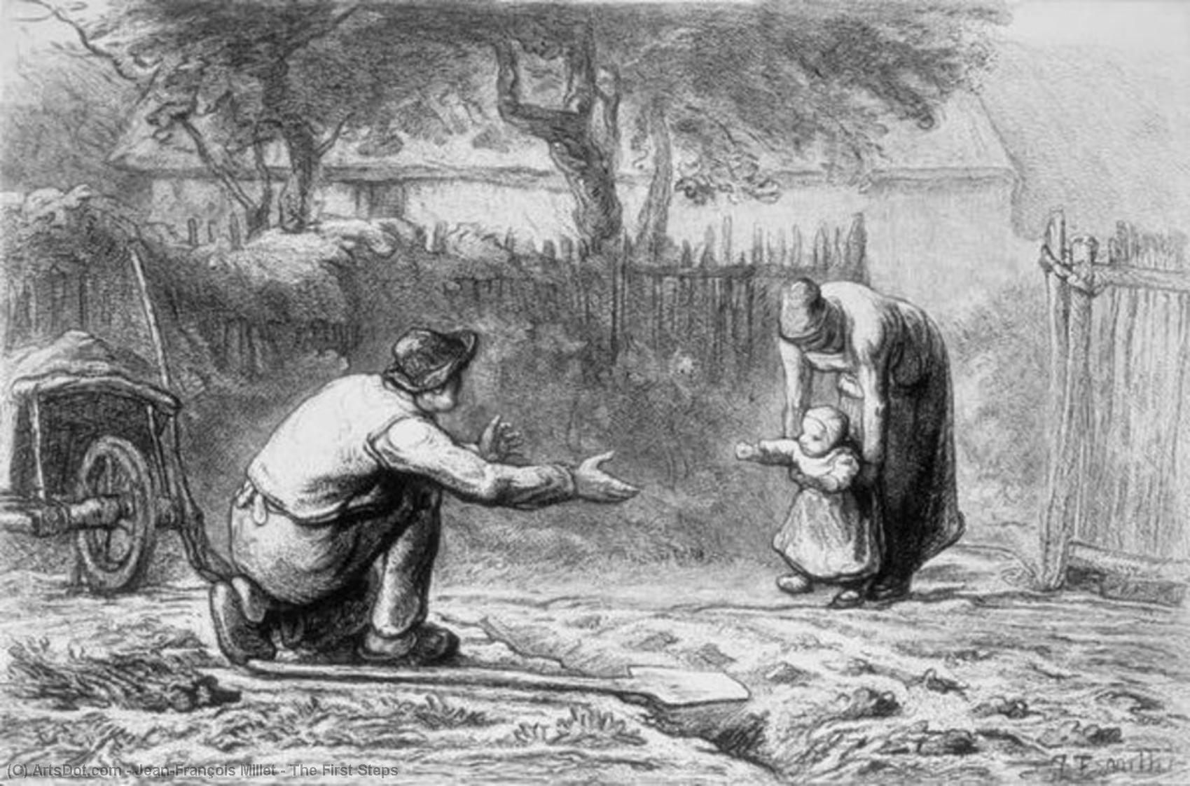 Wikioo.org - The Encyclopedia of Fine Arts - Painting, Artwork by Jean-François Millet - The First Steps