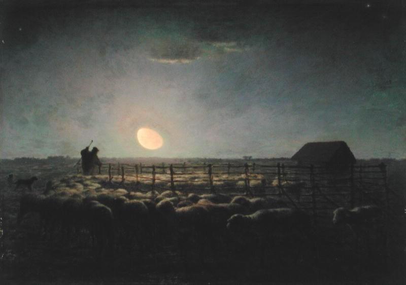Wikioo.org - สารานุกรมวิจิตรศิลป์ - จิตรกรรม Jean-François Millet - The Sheepfold, Moonlight