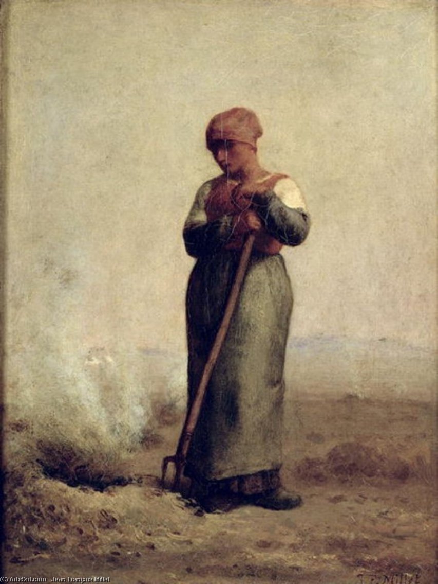 Wikioo.org - The Encyclopedia of Fine Arts - Painting, Artwork by Jean-François Millet - The Stubble Burner
