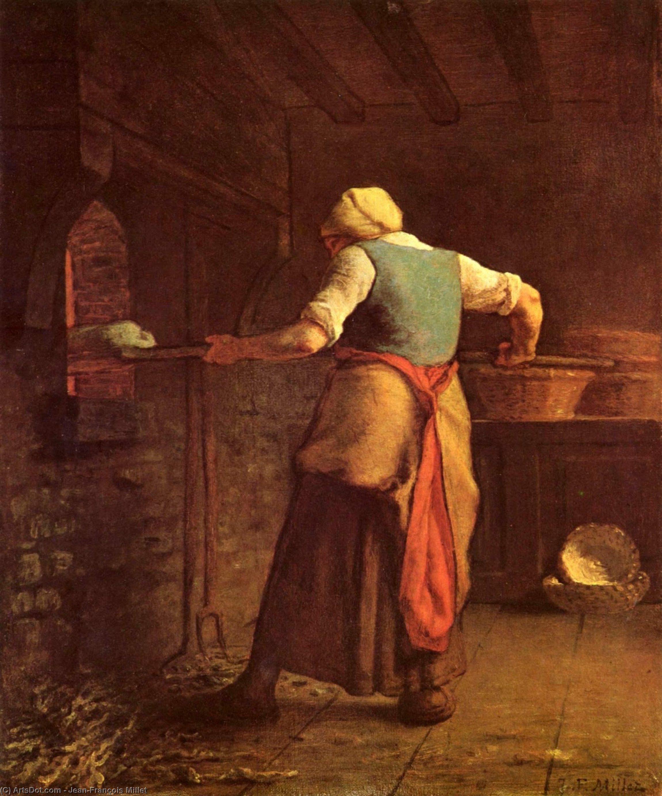 Wikioo.org - The Encyclopedia of Fine Arts - Painting, Artwork by Jean-François Millet - Woman baking bread