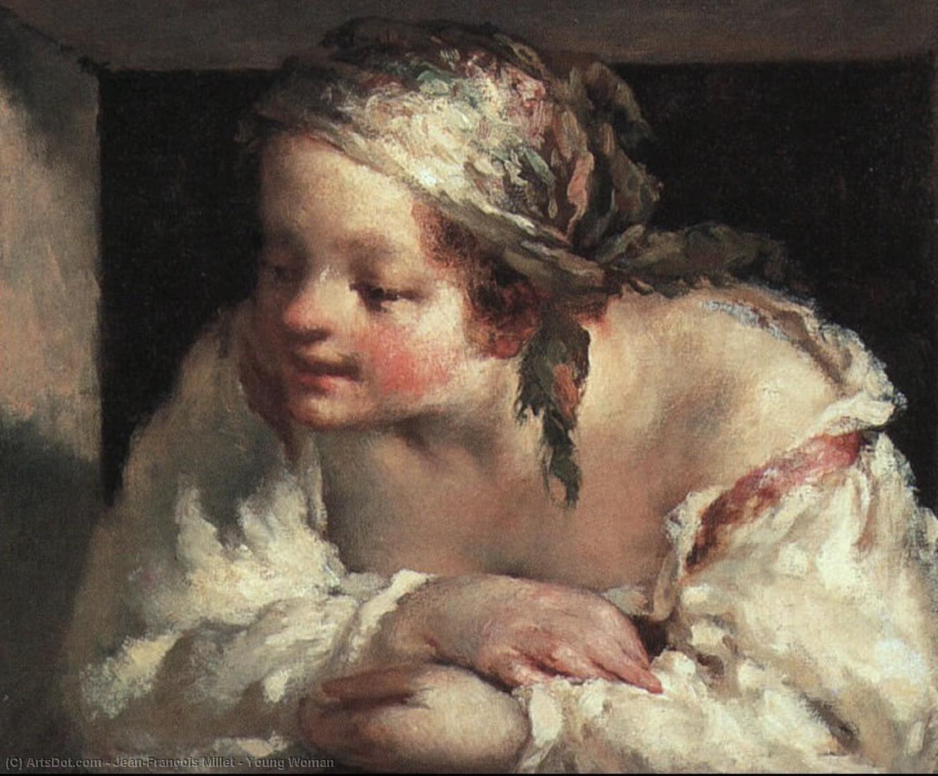 Wikioo.org – L'Enciclopedia delle Belle Arti - Pittura, Opere di Jean-François Millet - giovane donna