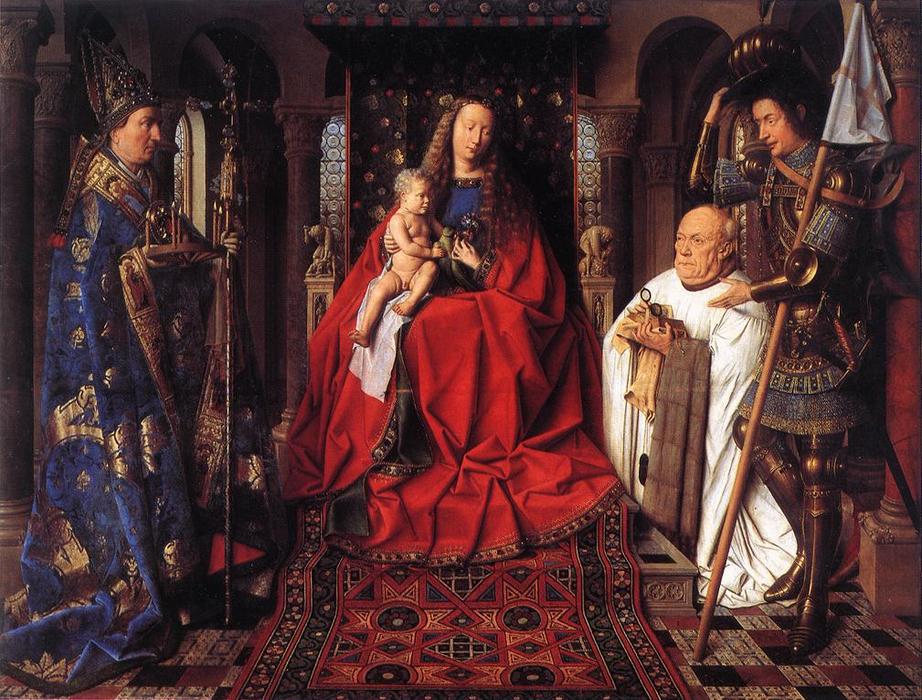 WikiOO.org - Encyclopedia of Fine Arts - Schilderen, Artwork Jan Van Eyck - The Madonna with Canon van der Paele