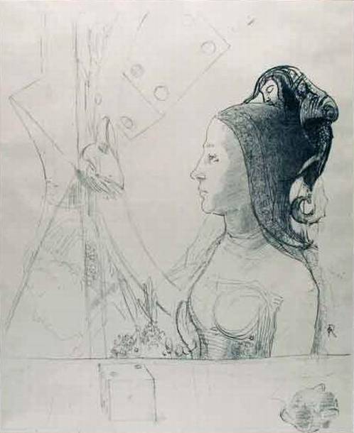WikiOO.org - Encyclopedia of Fine Arts - Maleri, Artwork Odilon Redon - A Throw of the Dice, Study