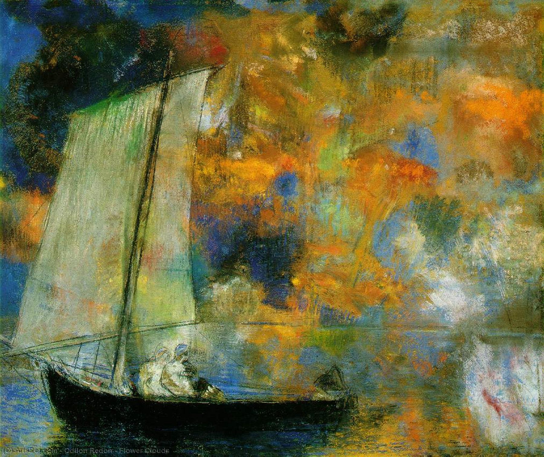 Wikioo.org – L'Encyclopédie des Beaux Arts - Peinture, Oeuvre de Odilon Redon - fleur nuages