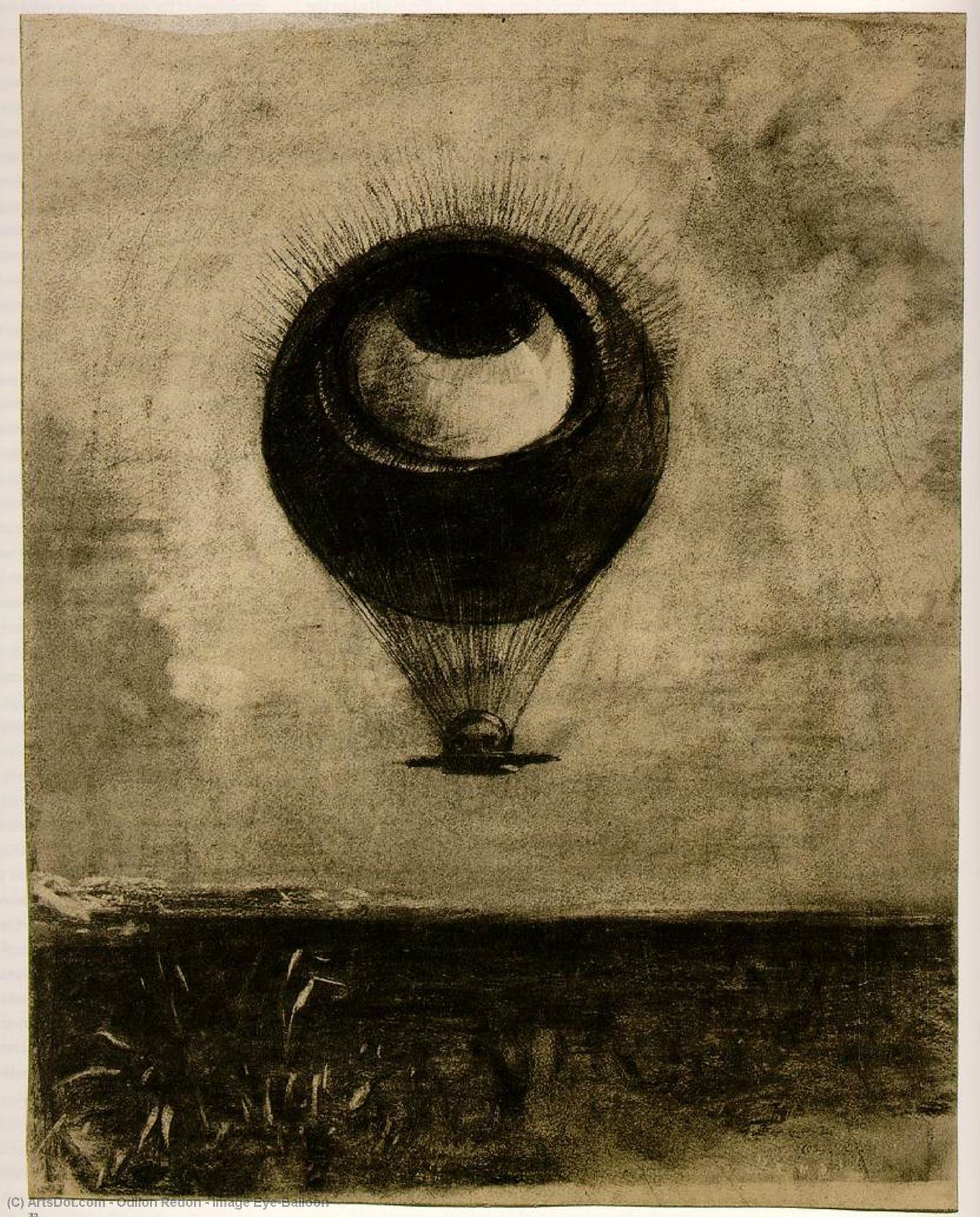 WikiOO.org - Encyclopedia of Fine Arts - Lukisan, Artwork Odilon Redon - Image Eye-Balloon