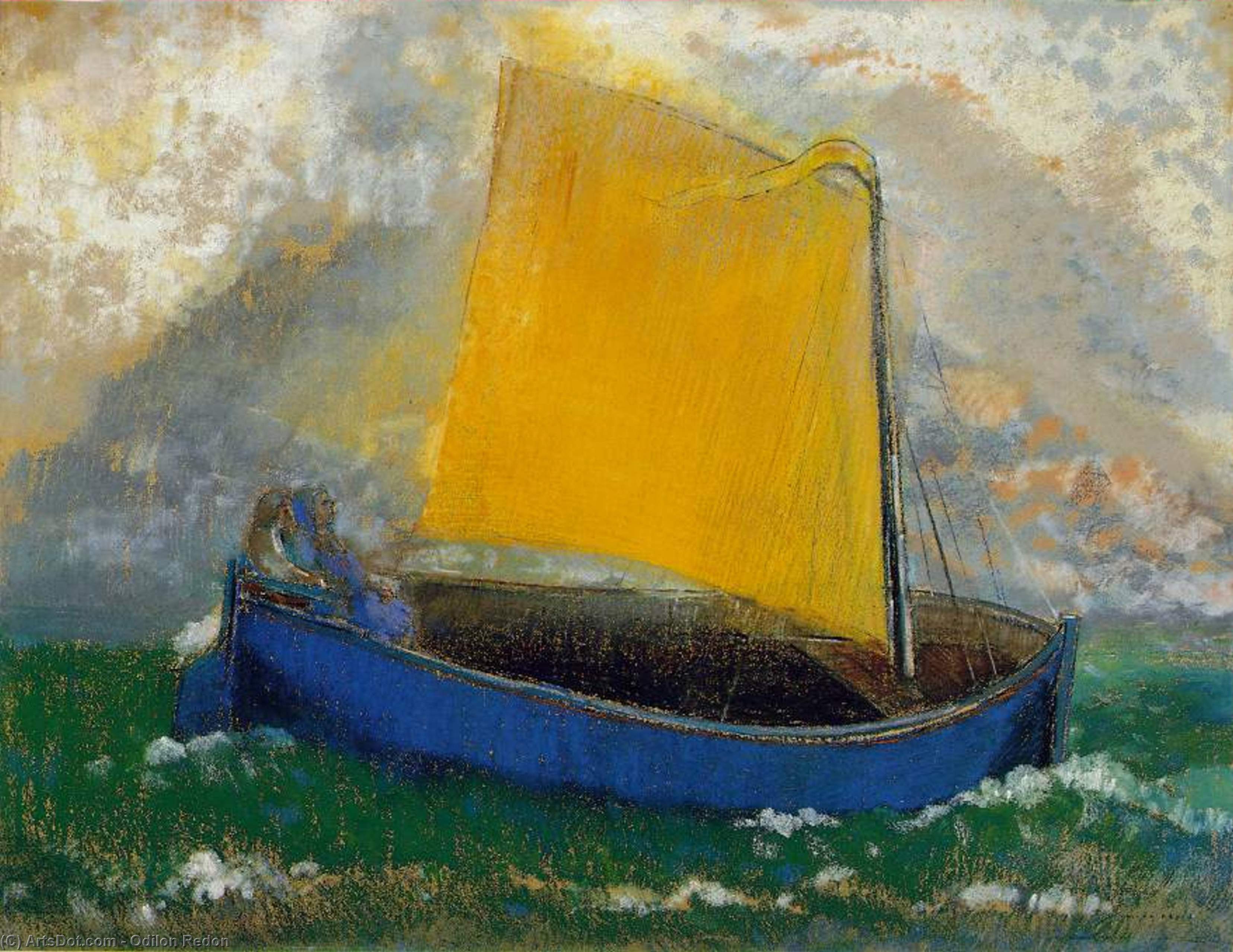 WikiOO.org - Encyclopedia of Fine Arts - Lukisan, Artwork Odilon Redon - La Barque Mystique