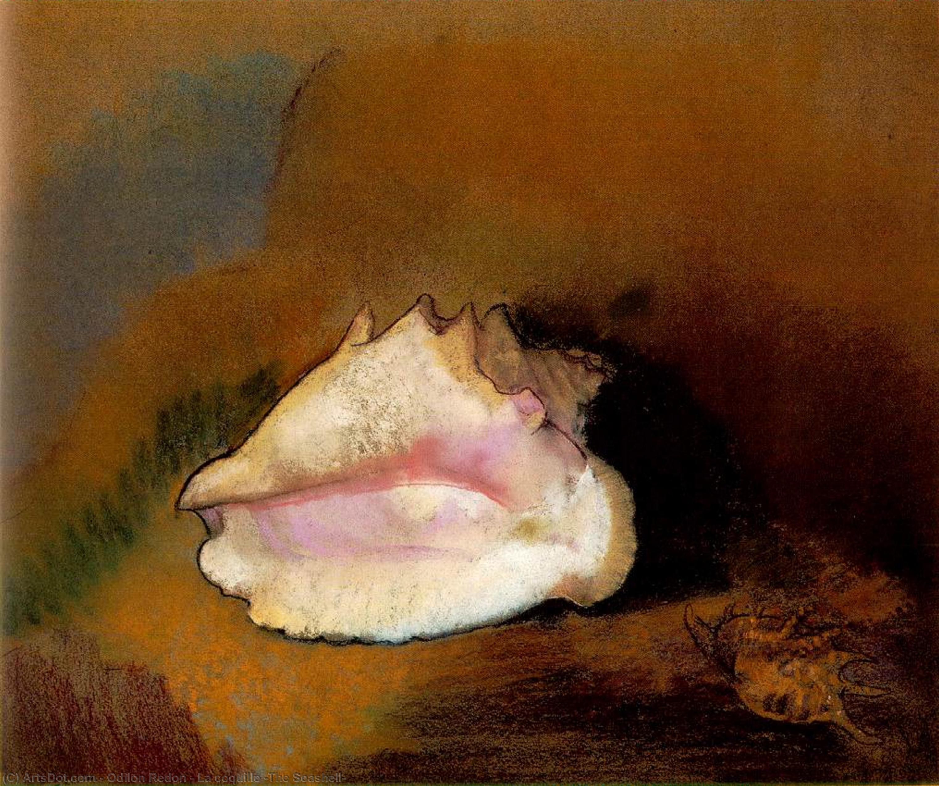 Wikoo.org - موسوعة الفنون الجميلة - اللوحة، العمل الفني Odilon Redon - La coquille (The Seashell)