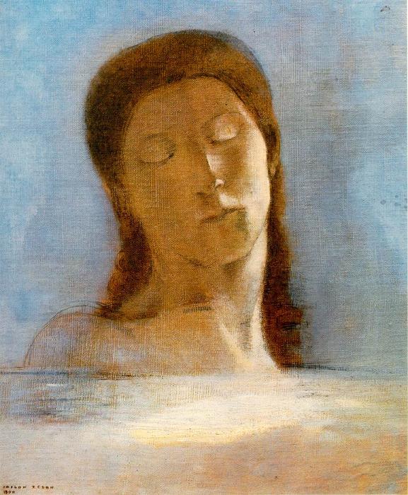 Wikioo.org - The Encyclopedia of Fine Arts - Painting, Artwork by Odilon Redon - Les yeux clos (Closed Eyes)