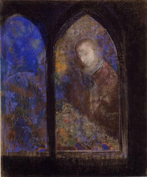 Wikioo.org - The Encyclopedia of Fine Arts - Painting, Artwork by Odilon Redon - Mystical Painting of Girl and Flowers