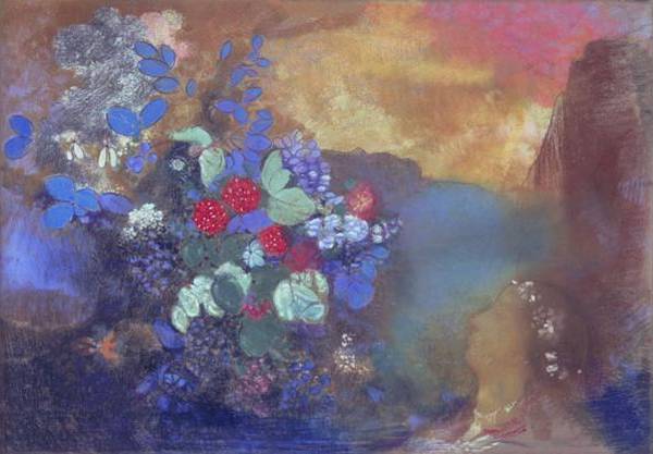 Wikioo.org - The Encyclopedia of Fine Arts - Painting, Artwork by Odilon Redon - Ophelia among the Flowers